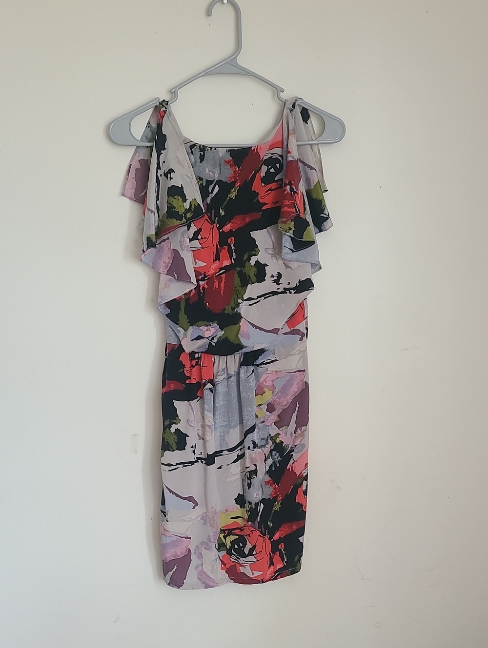 One-Shoulder Floral Ruffle Dress in Multi-Color